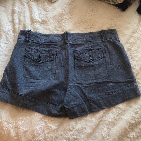 Express Blue Linen/Cotton Midi Shorts - Size 10 - Picture 2 of 6